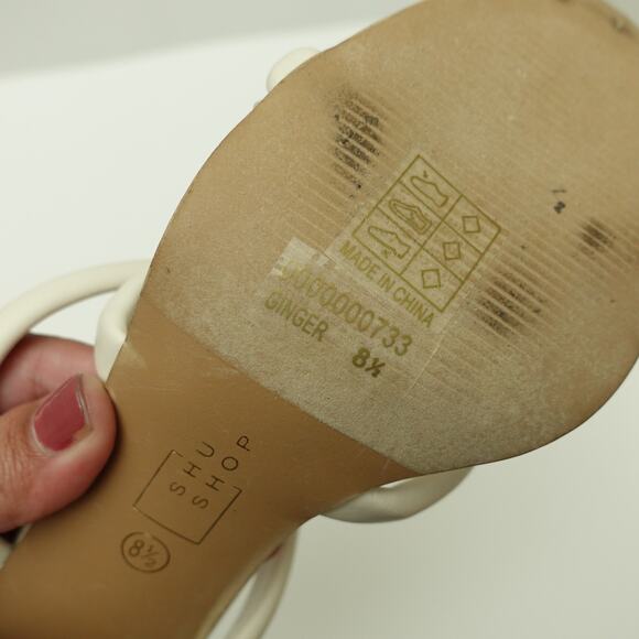 ShuShop Womens Ginger Sandals Open Toe Chunky Heels Leather White Size 8.5 - Picture 6 of 7